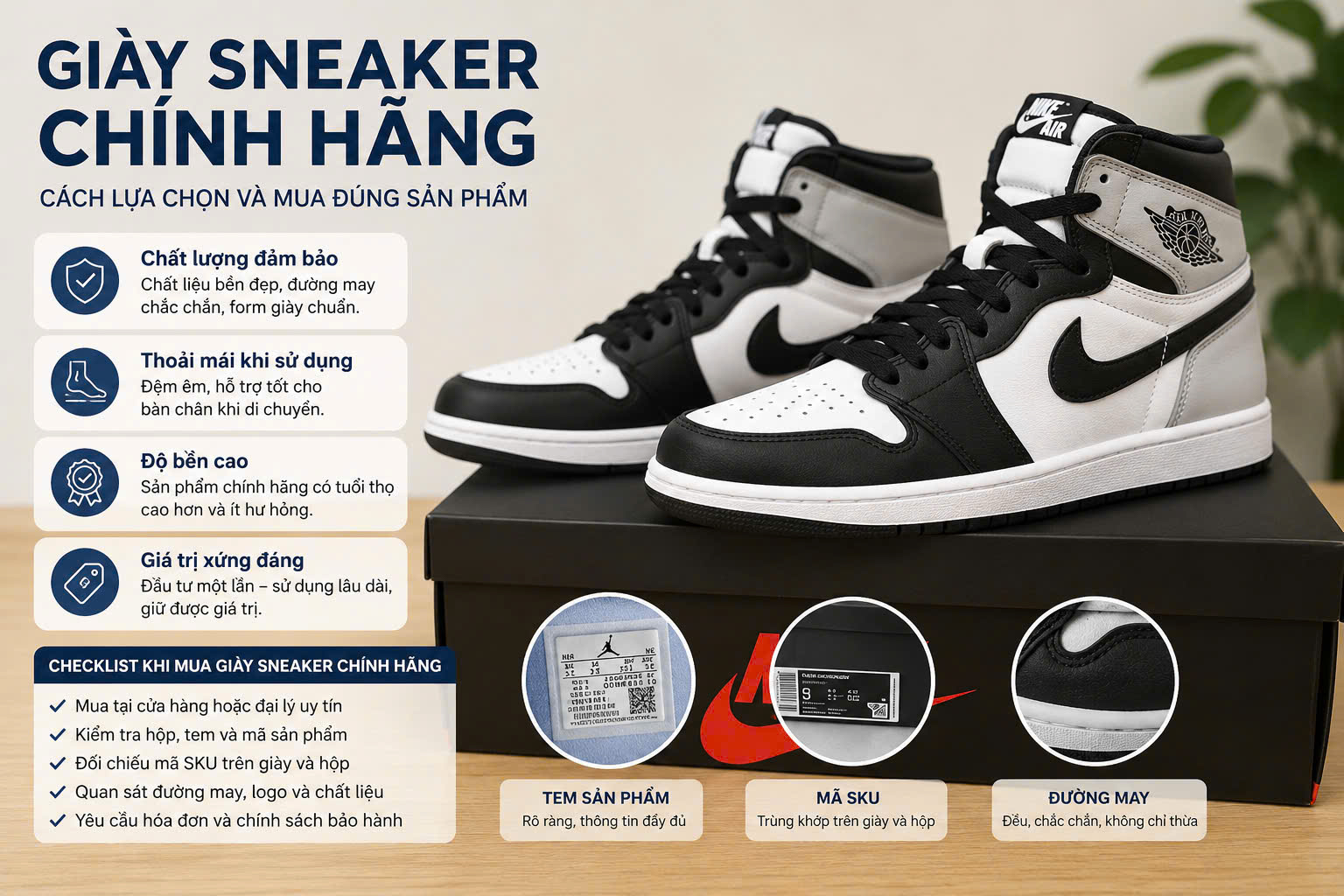 GIÀY SNEAKER CHÍNH HÃNG: CÁCH LỰA CHỌN VÀ MUA ĐÚNG SẢN PHẨM
